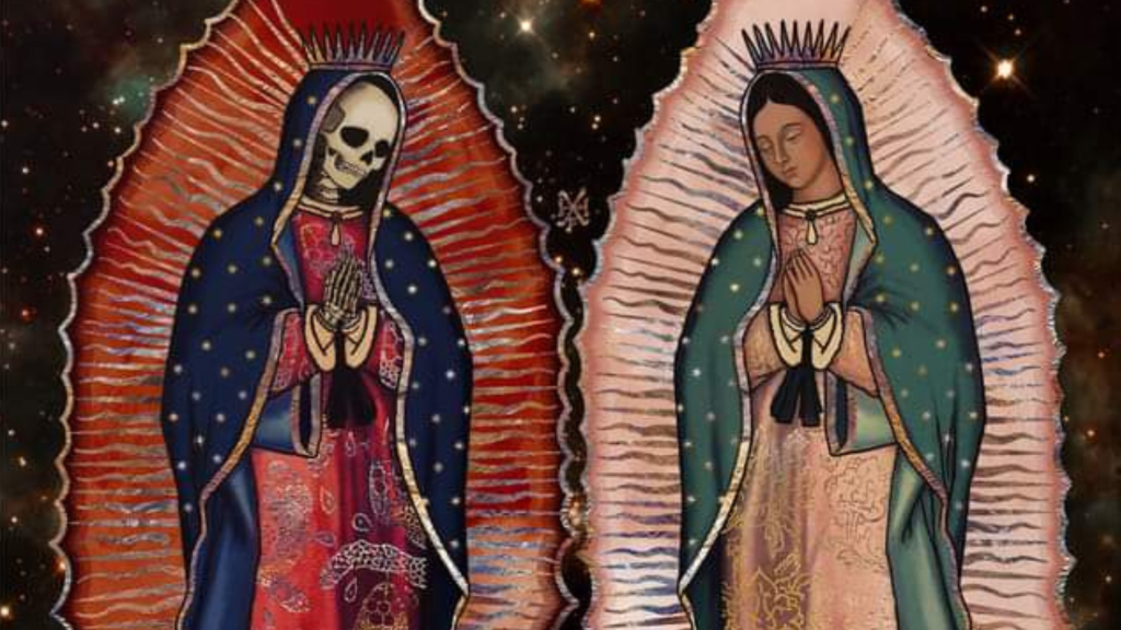 Sagradas: Santa Muerte y Virgen de&nbsp;Guadalupe.
